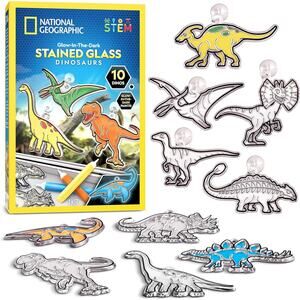 National Geographic Kids Stained Glass Kit- Glow in The Dark Dinosaur Toys